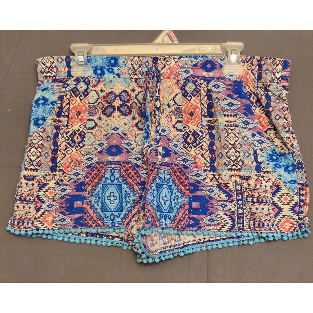Bebop Pull On Hippie Shorts‎ Women's Size XL Multicolor Front Pockets Boho